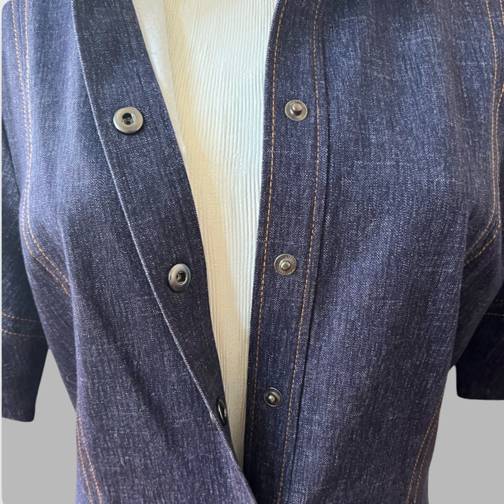 NWT Pearl Midnight Stretch Denim Snap Button Front Dress Size 10 - Picture 6 of 12